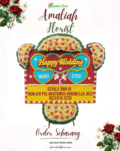 Karangan Papan Bunga Pernikahan di Condro